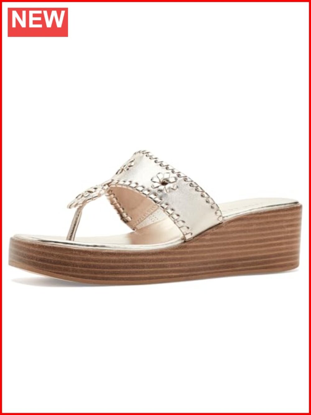 Leather Wedge Sandals Slip-On Open Toe Stacked Mid-Wedge Casual